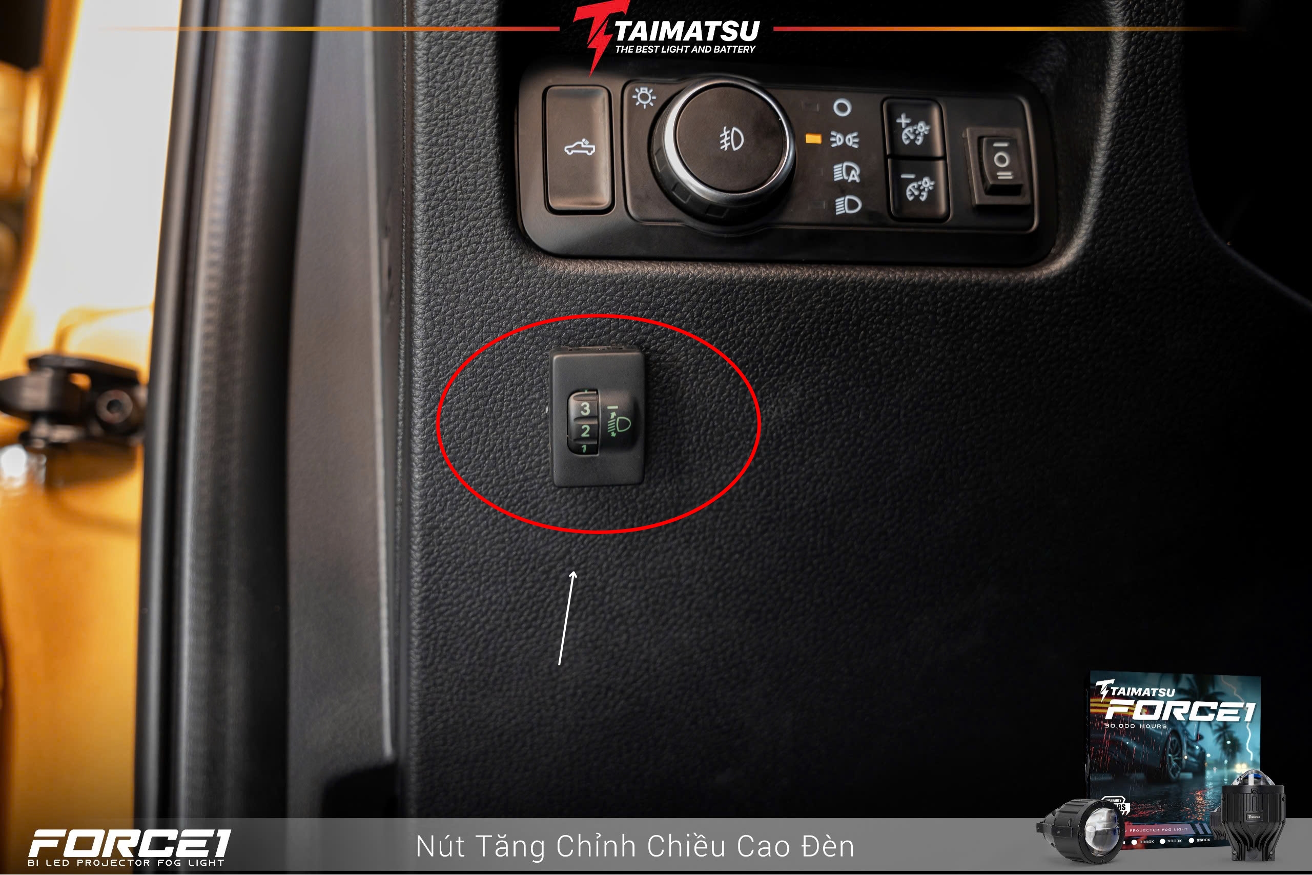 Nút điều chỉnh Motor (mô tơ) tăng chỉnh cao thấp ánh sáng đèn cho Ranger Wildtrak 2024