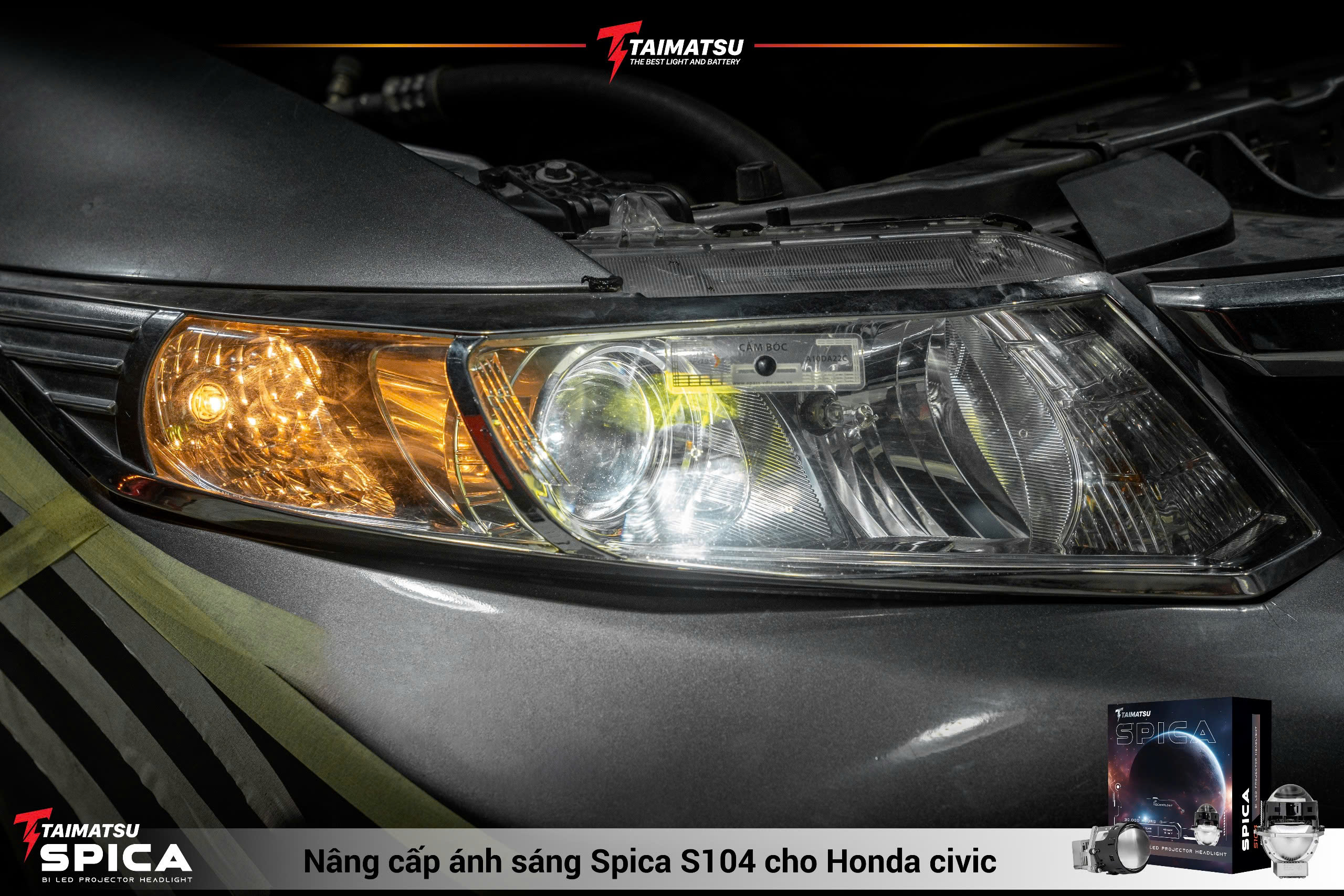 Honda Civic lên Bi led Spica S104 có công nghệ LightShifter giảm sáng (2)