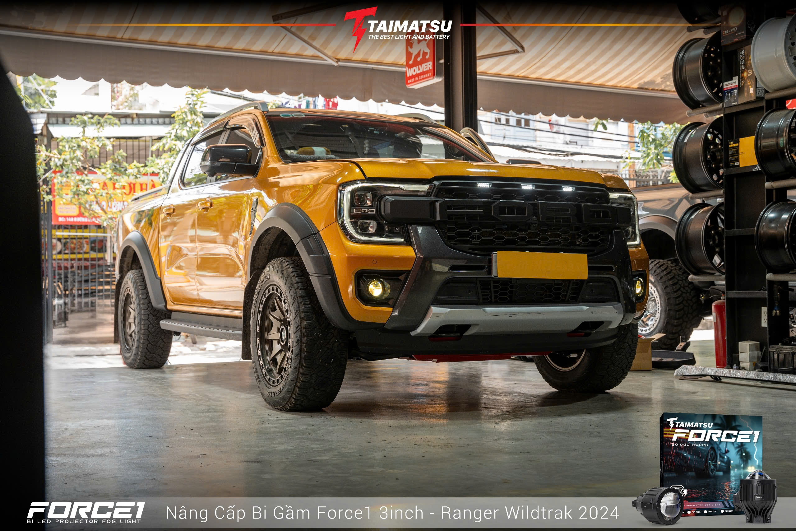  Hình ảnh Ranger Wildtrak 2024 lên bi gầm Force1 3.0inch 3 nhiệt màu 